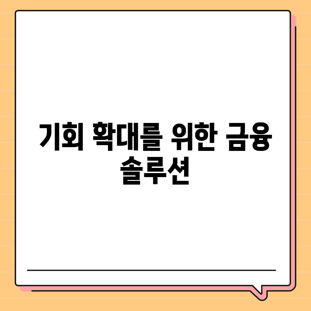 기회 확대를 위한 금융 솔루션