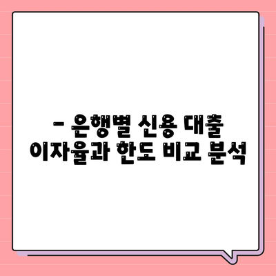 신용 대출의 이자율과 한도 비교