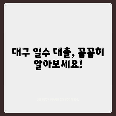 대구 일수대출 철저한 가이드