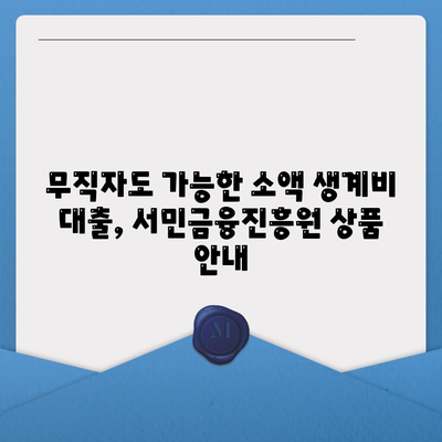 무직자 소액 생계비 대출 서민금융진흥원 상품