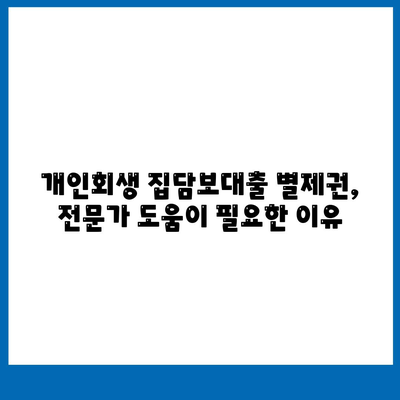 개인회생 집담보대출 별제권 알아보기