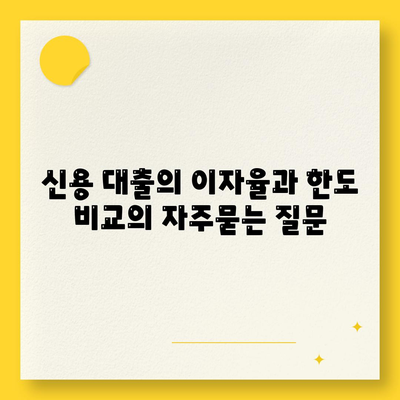 신용 대출의 이자율과 한도 비교