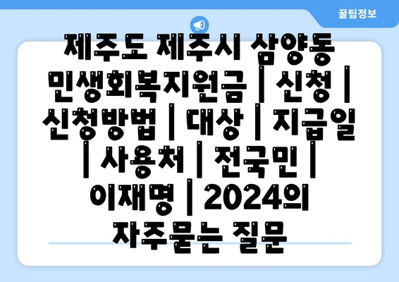 제주도 제주시 삼양동 민생회복지원금 | 신청 | 신청방법 | 대상 | 지급일 | 사용처 | 전국민 | 이재명 | 2024