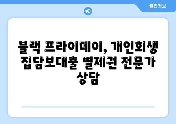 블랙 프라이데이 개인회생 집담보대출별제권 절차 안내