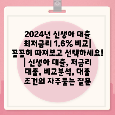 2024년 신생아 대출 최저금리 1.6% 비교| 꼼꼼히 따져보고 선택하세요! | 신생아 대출, 저금리 대출, 비교분석, 대출 조건