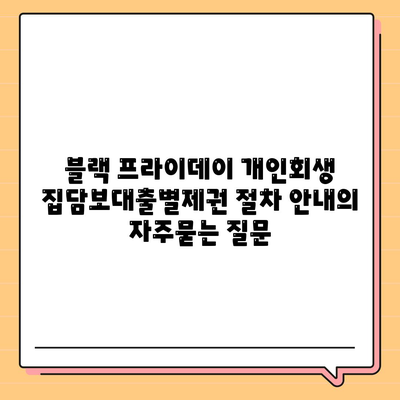 블랙 프라이데이 개인회생 집담보대출별제권 절차 안내