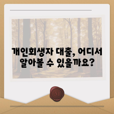 개인회생자 대출 상품 정리