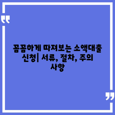 소액대출,신청 및 비교 요령