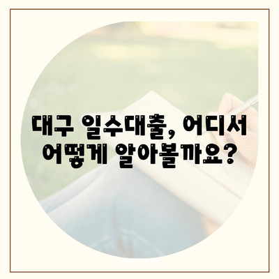 대구 일수대출 철저한 가이드