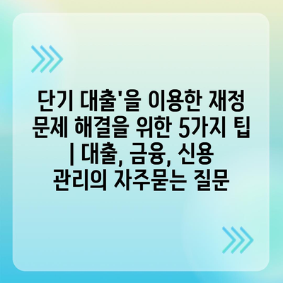 단기 대출