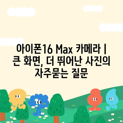 아이폰16 Max 카메라 | 큰 화면, 더 뛰어난 사진