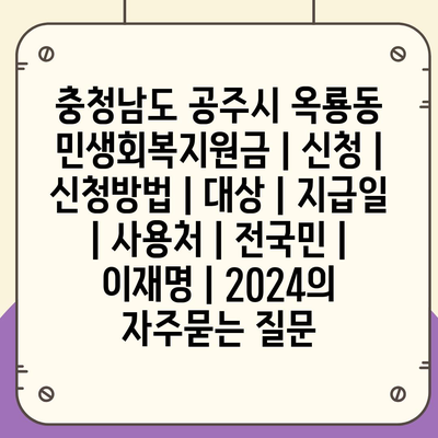 충청남도 공주시 옥룡동 민생회복지원금 | 신청 | 신청방법 | 대상 | 지급일 | 사용처 | 전국민 | 이재명 | 2024