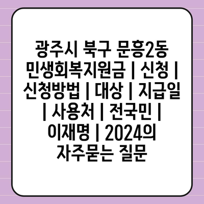 광주시 북구 문흥2동 민생회복지원금 | 신청 | 신청방법 | 대상 | 지급일 | 사용처 | 전국민 | 이재명 | 2024