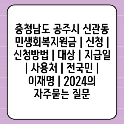 충청남도 공주시 신관동 민생회복지원금 | 신청 | 신청방법 | 대상 | 지급일 | 사용처 | 전국민 | 이재명 | 2024