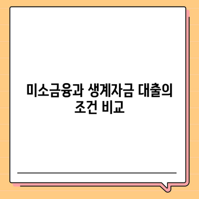 미소금융과 생계자금 대출의 차이점 완벽 정리 | 대출, 금융지원, 정책 비교