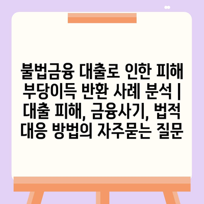 불법금융 대출로 인한 피해 부당이득 반환 사례 분석 | 대출 피해, 금융사기, 법적 대응 방법