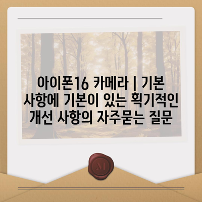 아이폰16 카메라 | 기본 사항에 기본이 있는 획기적인 개선 사항