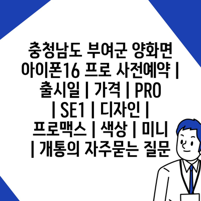 충청남도 부여군 양화면 아이폰16 프로 사전예약 | 출시일 | 가격 | PRO | SE1 | 디자인 | 프로맥스 | 색상 | 미니 | 개통