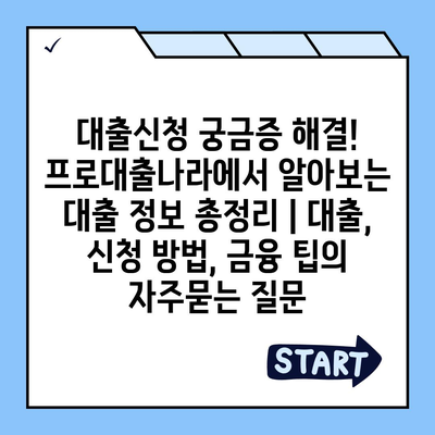 대출신청 궁금증 해결! 프로대출나라에서 알아보는 대출 정보 총정리 | 대출, 신청 방법, 금융 팁