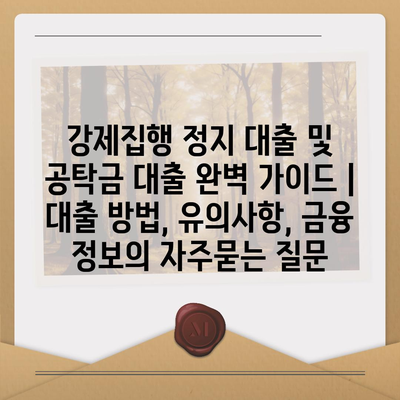 강제집행 정지 대출 및 공탁금 대출 완벽 가이드 | 대출 방법, 유의사항, 금융 정보