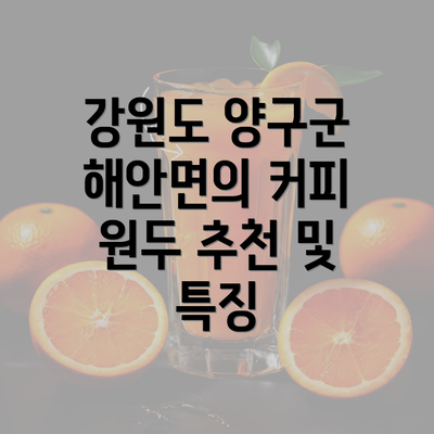 강원도 양구군 해안면의 커피 원두 추천 및 특징