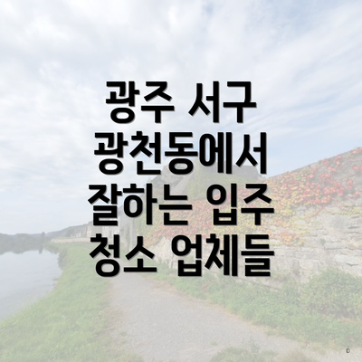 광주 서구 광천동에서 잘하는 입주 청소 업체들