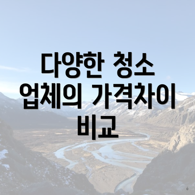 다양한 청소 업체의 가격차이 비교