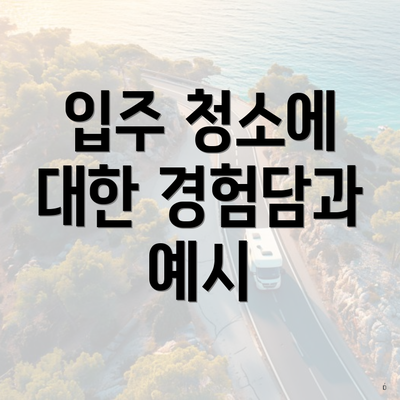 입주 청소에 대한 경험담과 예시