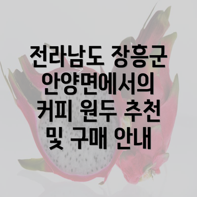 전라남도 장흥군 안양면에서의 커피 원두 추천 및 구매 안내