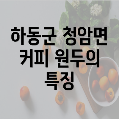 하동군 청암면 커피 원두의 특징