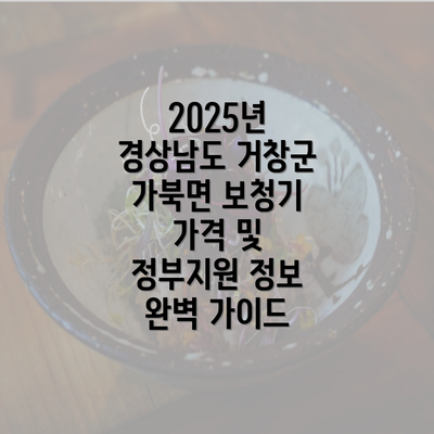 2025년 경상남도 거창군 가북면 보청기 가격 및 정부지원 정보 완벽 가이드