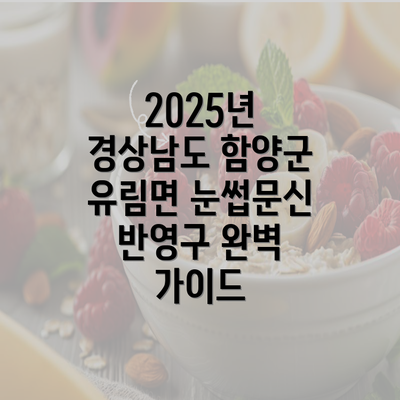 2025년 경상남도 함양군 유림면 눈썹문신 반영구 완벽 가이드