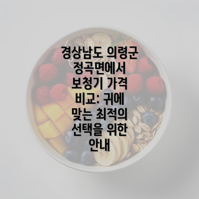 경상남도 의령군 정곡면에서 보청기 가격 비교: 귀에 맞는 최적의 선택을 위한 안내