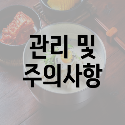 관리 및 주의사항