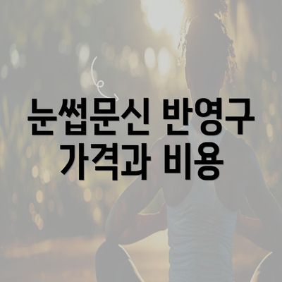 눈썹문신 반영구 가격과 비용