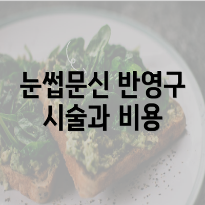 눈썹문신 반영구 시술과 비용