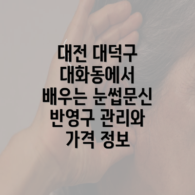 대전 대덕구 대화동에서 배우는 눈썹문신 반영구 관리와 가격 정보