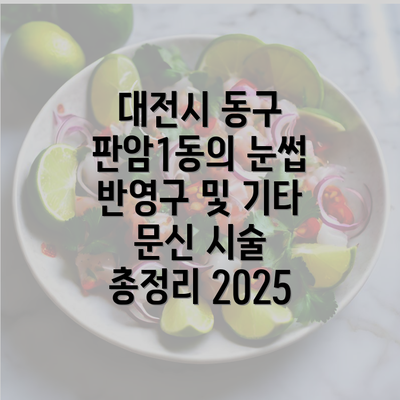 대전시 동구 판암1동의 눈썹 반영구 및 기타 문신 시술 총정리 2025