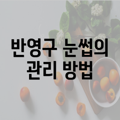 반영구 눈썹의 관리 방법