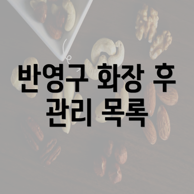 반영구 화장 후 관리 목록