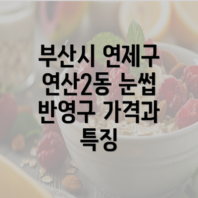 부산시 연제구 연산2동 눈썹 반영구 가격과 특징