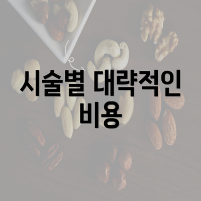 시술별 대략적인 비용