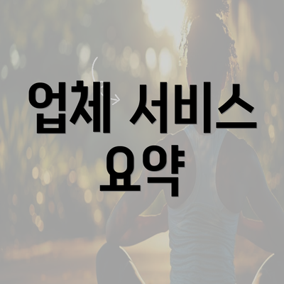 업체 서비스 요약