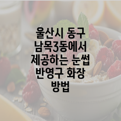 울산시 동구 남목3동에서 제공하는 눈썹 반영구 화장 방법