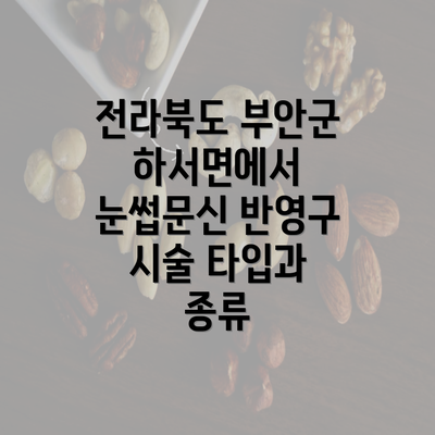 전라북도 부안군 하서면에서 눈썹문신 반영구 시술 타입과 종류