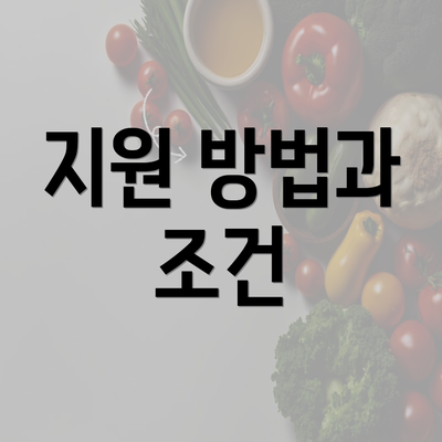 지원 방법과 조건