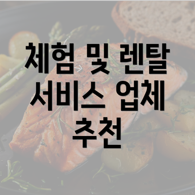 체험 및 렌탈 서비스 업체 추천