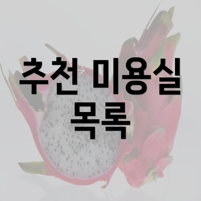 추천 미용실 목록