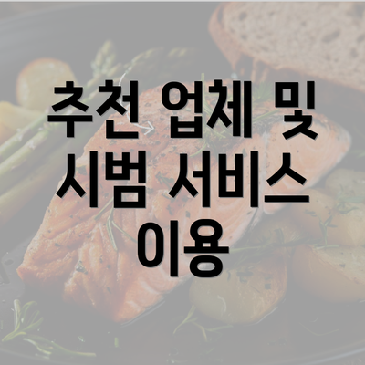 추천 업체 및 시범 서비스 이용