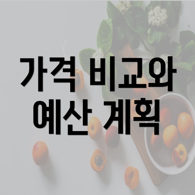 가격 비교와 예산 계획